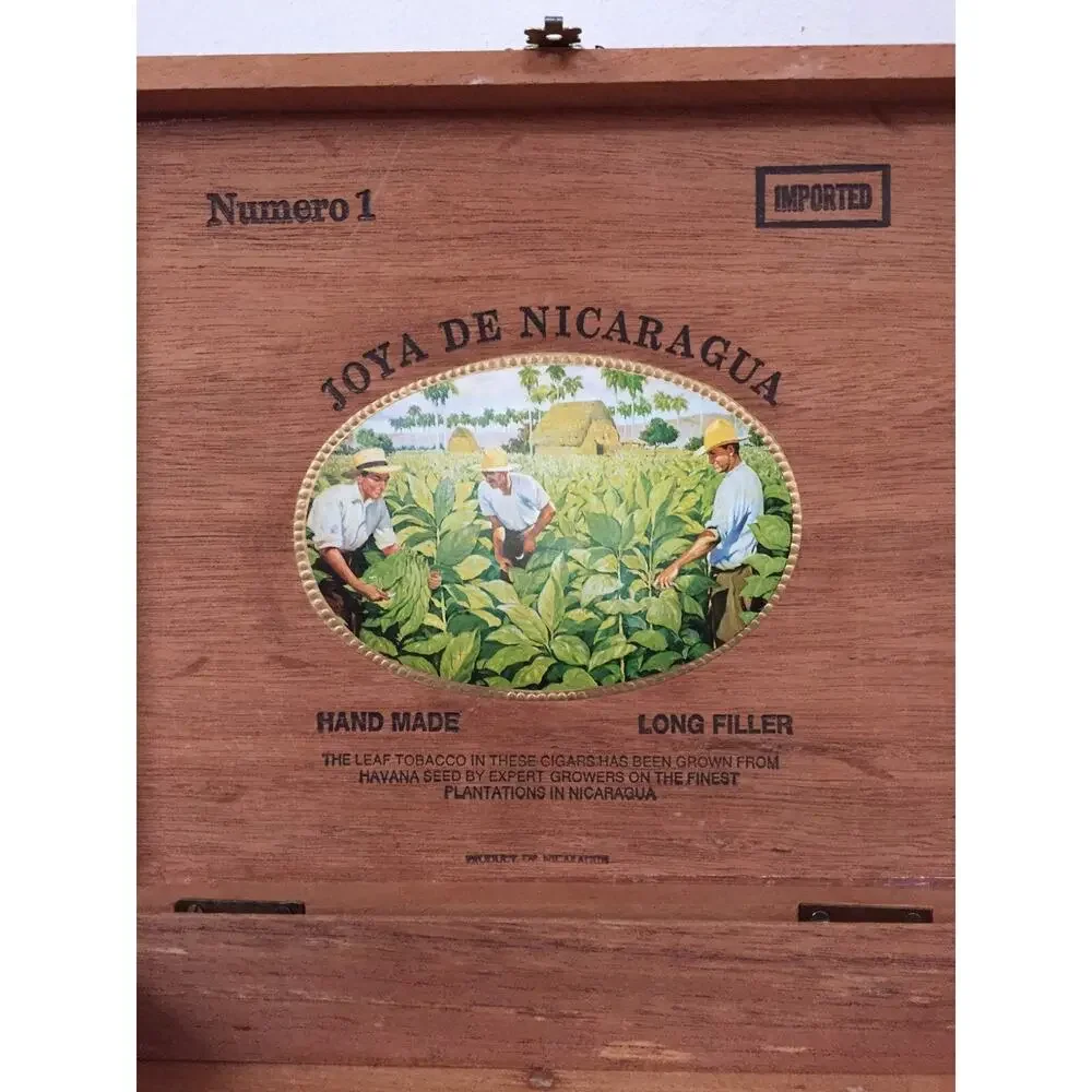 Vintage Joya de Nicaragua Wooden Wood Cigar Empty Trinket Box Hand Made 9